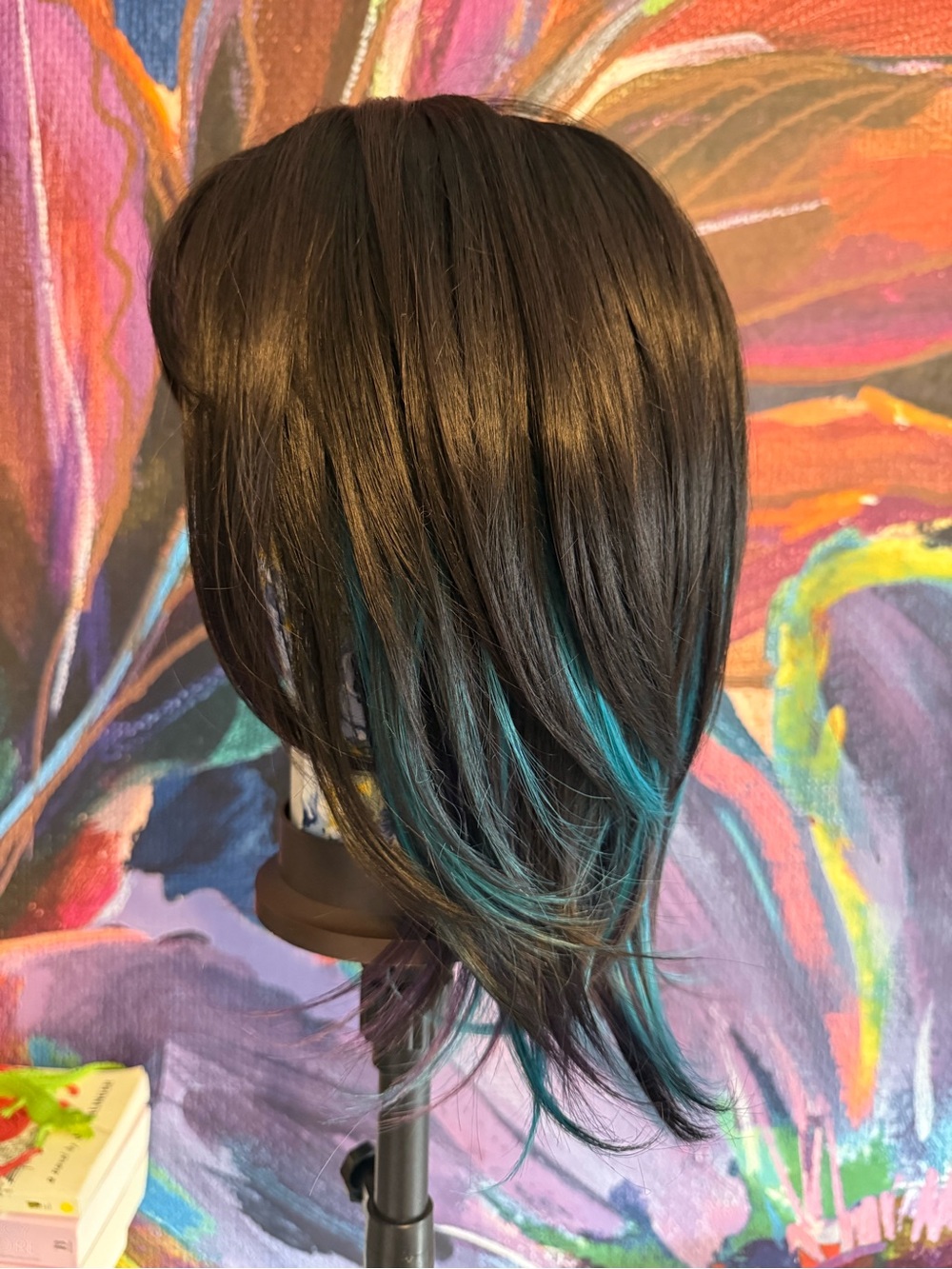 CSC Goth Glam Large Wig Short Layered Black/Teal/Purple Peekaboo Highlights NWT - Picture 3 of 5